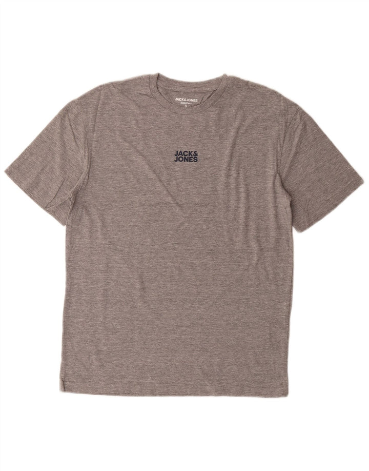 JACK & JONES Mens T-Shirt Top Small Grey Cotton