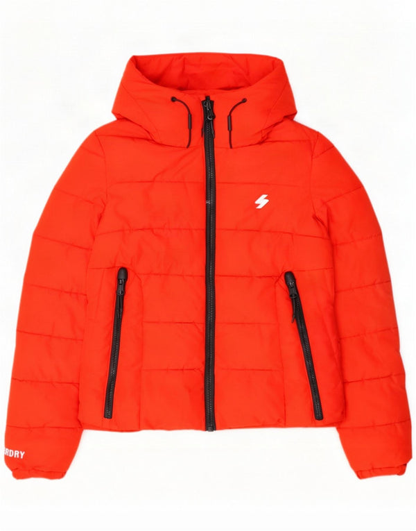 Женская стеганая куртка с капюшоном Superdry UK 6 XS, красный полиэстер