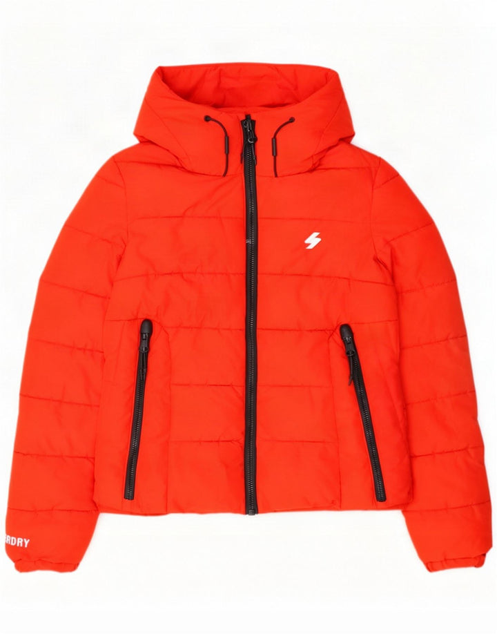 Женская стеганая куртка с капюшоном Superdry UK 6 XS, красный полиэстер