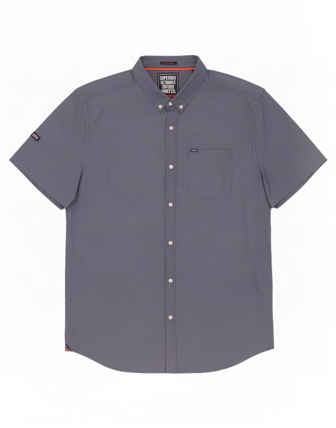 Superdry Мужская рубашка обычного кроя с коротким рукавом 2XL, синяя, хлопок