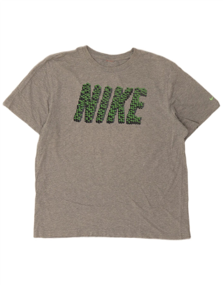 Мужская футболка с рисунком Nike, большая серая в крапинку