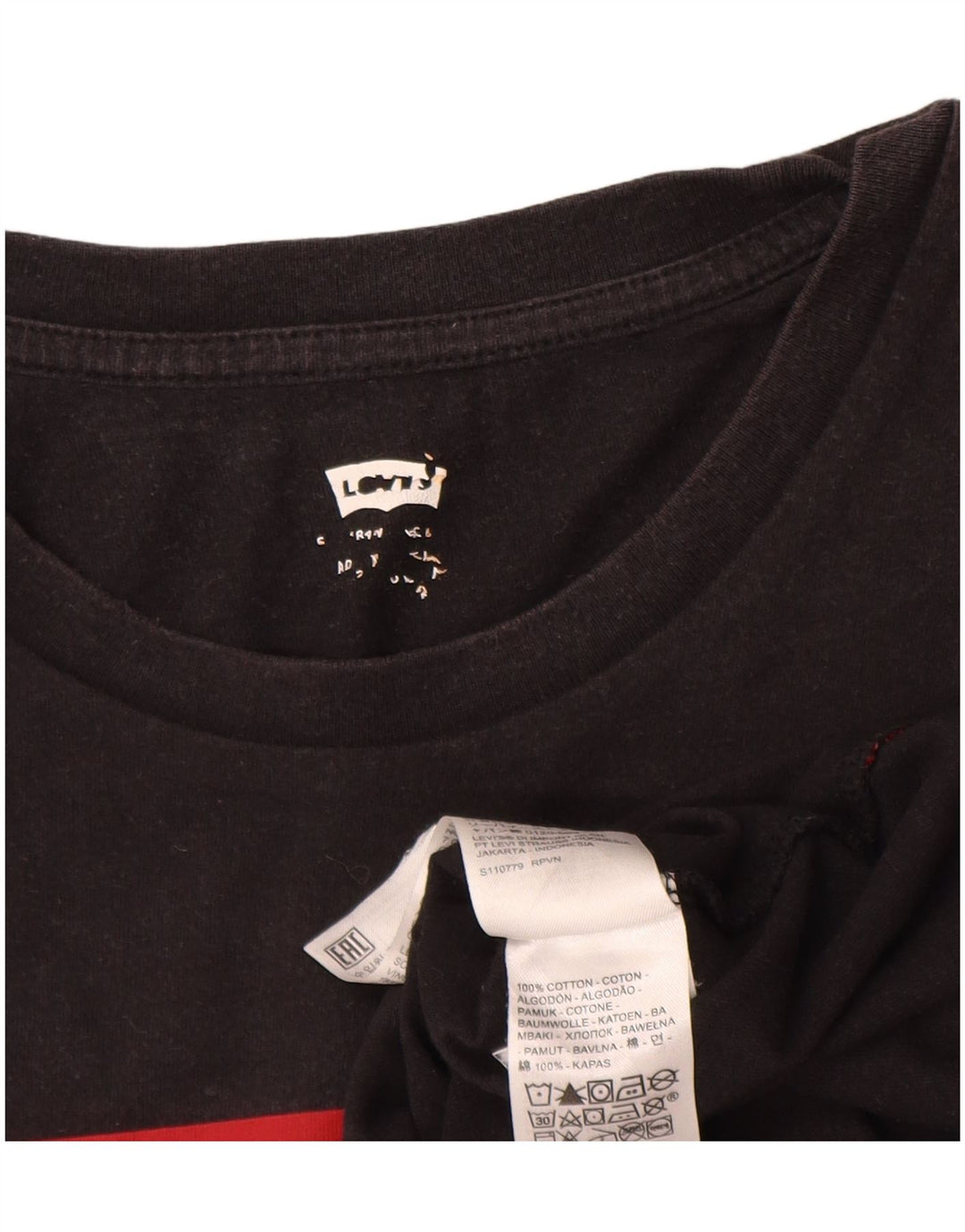 Мужская футболка с рисунком Levi's, большой черный хлопок