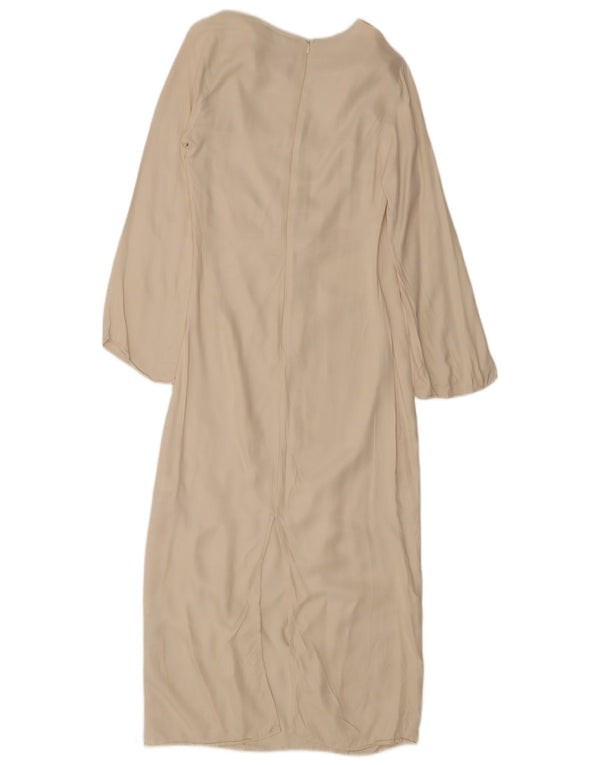Женское платье макси с длинными рукавами Zara UK 6 XS Off White Viscose