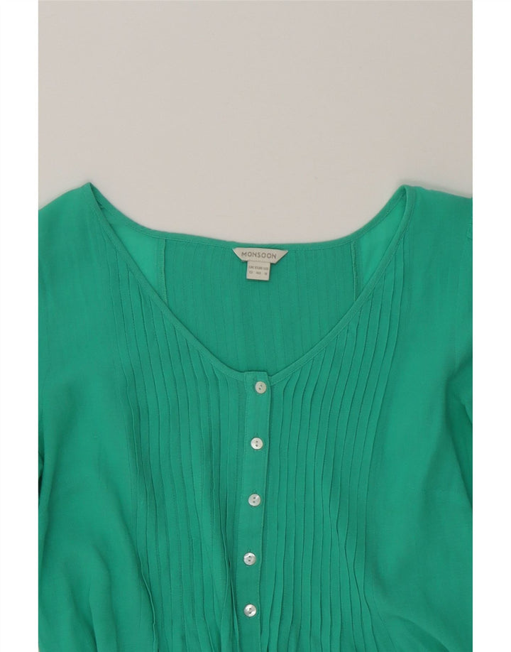 MONSOON Womens Shirt Blouse UK 12 Medium  Green Vintage Monsoon and Second-Hand Monsoon from Messina Hembry 