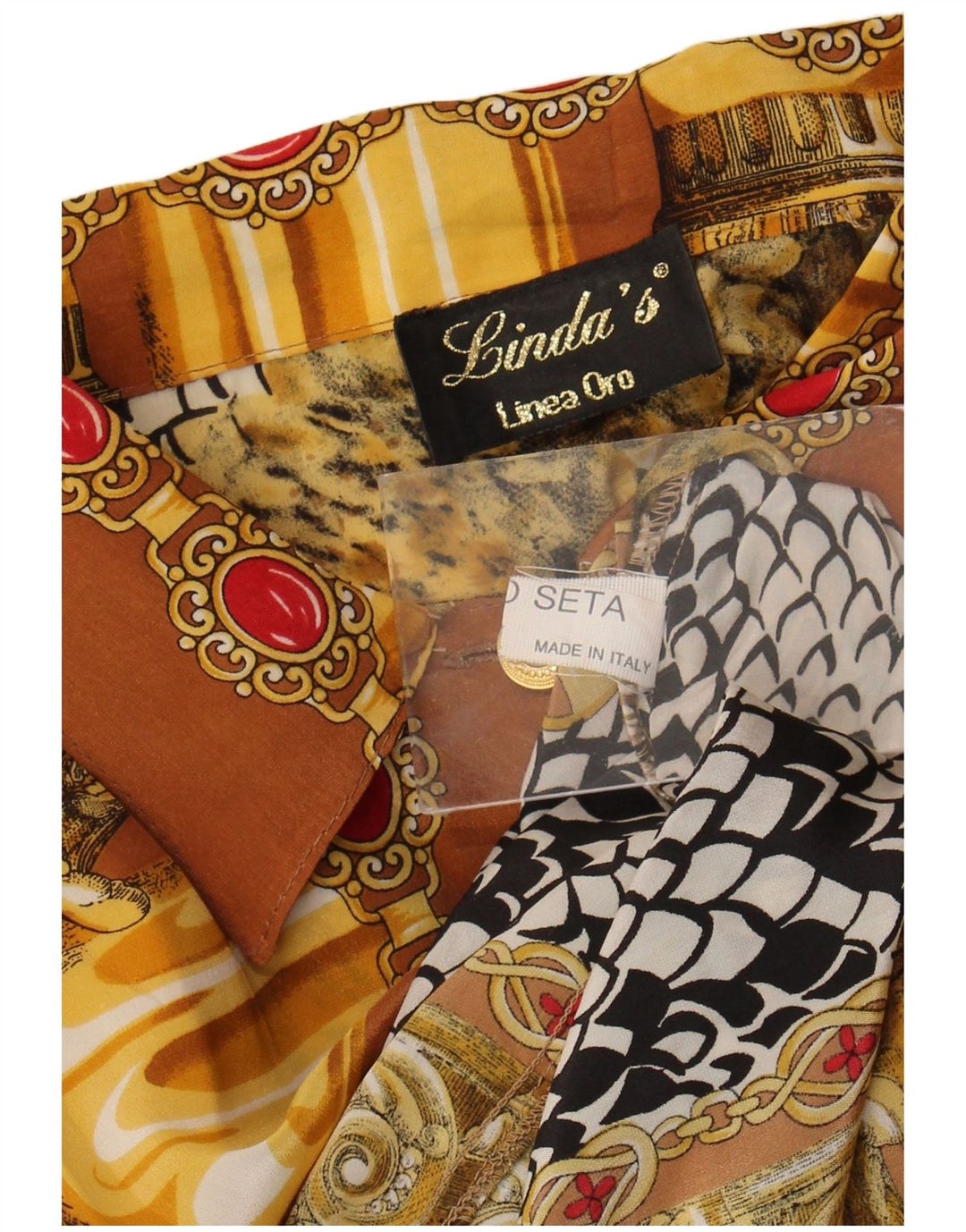 Женская блузка-рубашка с абстрактным узором Linda's, Великобритания, 18 XL, коричневая шелковая