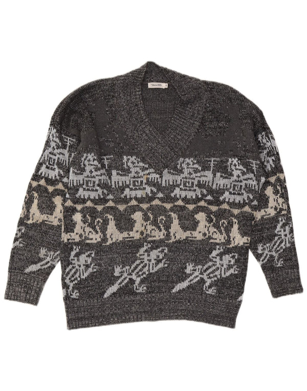 Мужской джемпер с v-образным вырезом Marco Pecci UK 40, средний серый Fair Isle