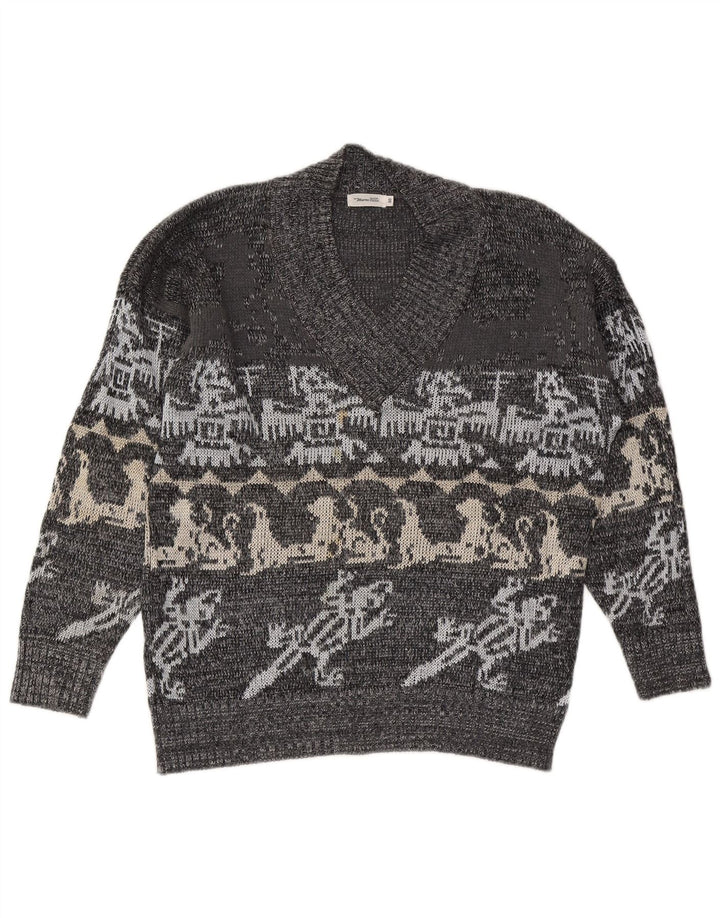 Мужской джемпер с v-образным вырезом Marco Pecci UK 40, средний серый Fair Isle