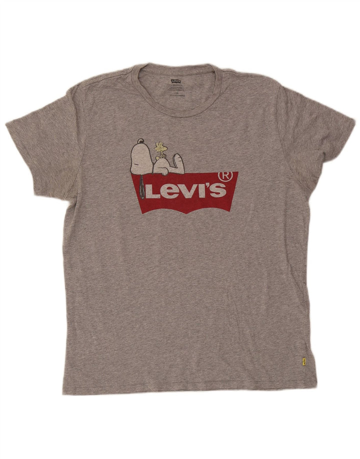 Мужская футболка Levi's с рисунком арахиса, большой серый хлопок с крапинками