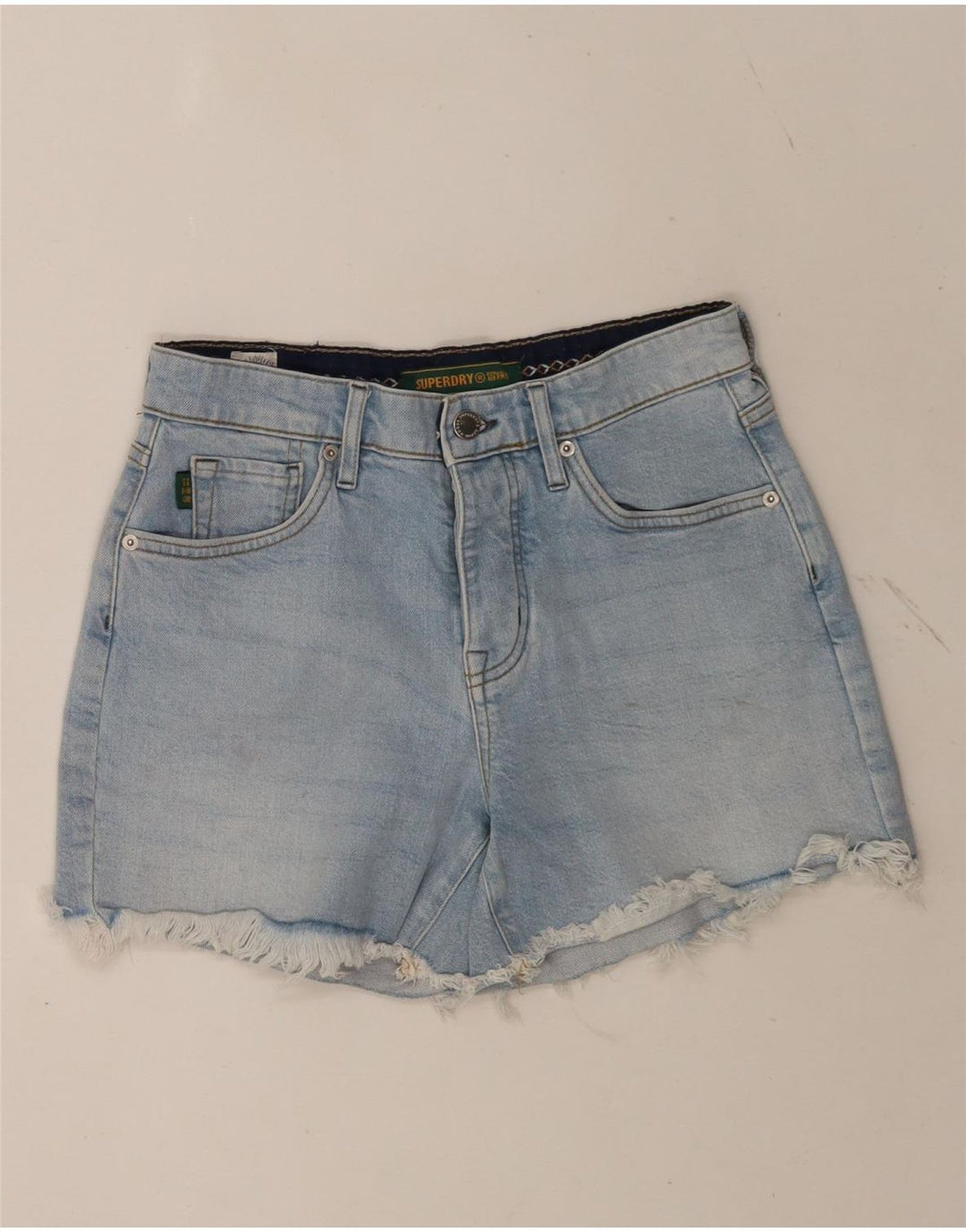 Женские джинсовые шорты Superdry W28, хлопковые, среднего синего цвета