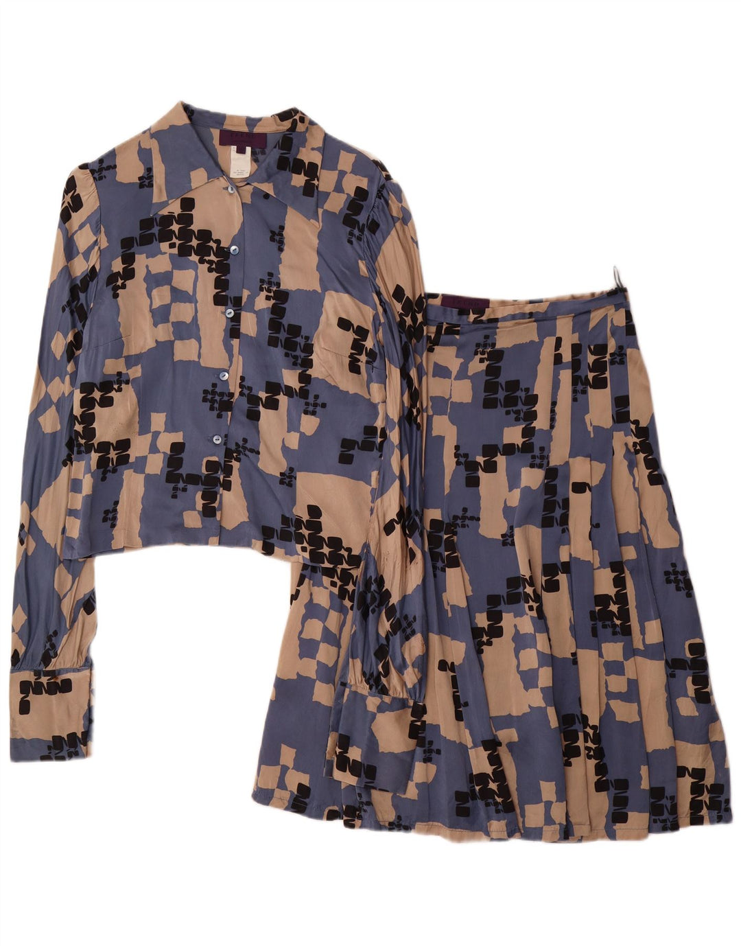 LES COPAINS Женская юбка из 2 предметов IT 42 Medium W28 Синий геометрический шелк