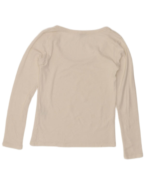 Женский укороченный топ Zara UK 12 с длинным рукавом, средний белый хлопок