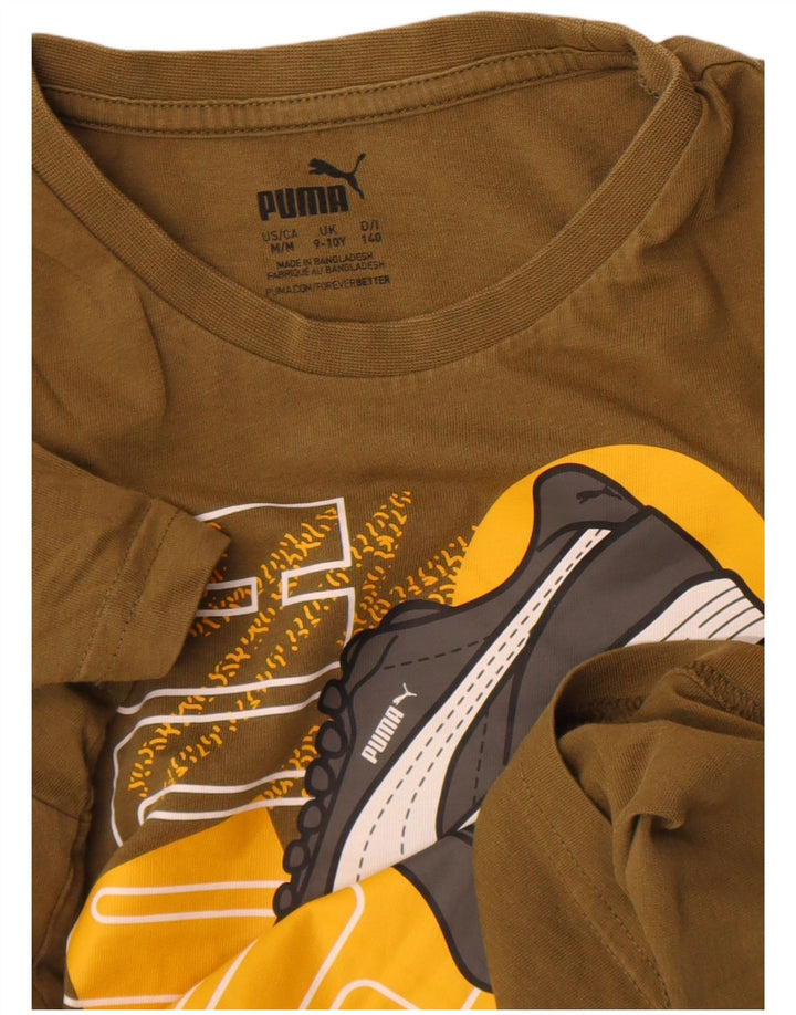 Футболка с рисунком Puma для мальчиков, топ 9–10 лет, цвет хаки
