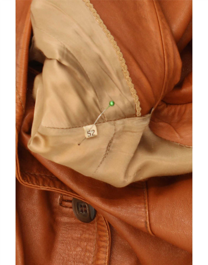 Винтажное женское кожаное пальто IT 52 2XL Коричневое