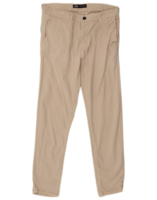 Zara Mens Slim Chino Trousers EU 44 Large W34 L29 Beige