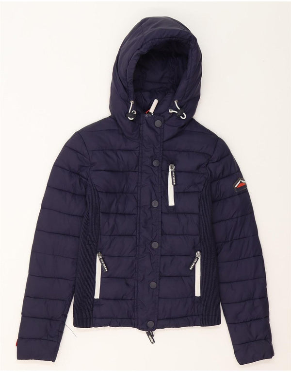Женская утепленная куртка с капюшоном Superdry UK 6 XS Темно-синий нейлон