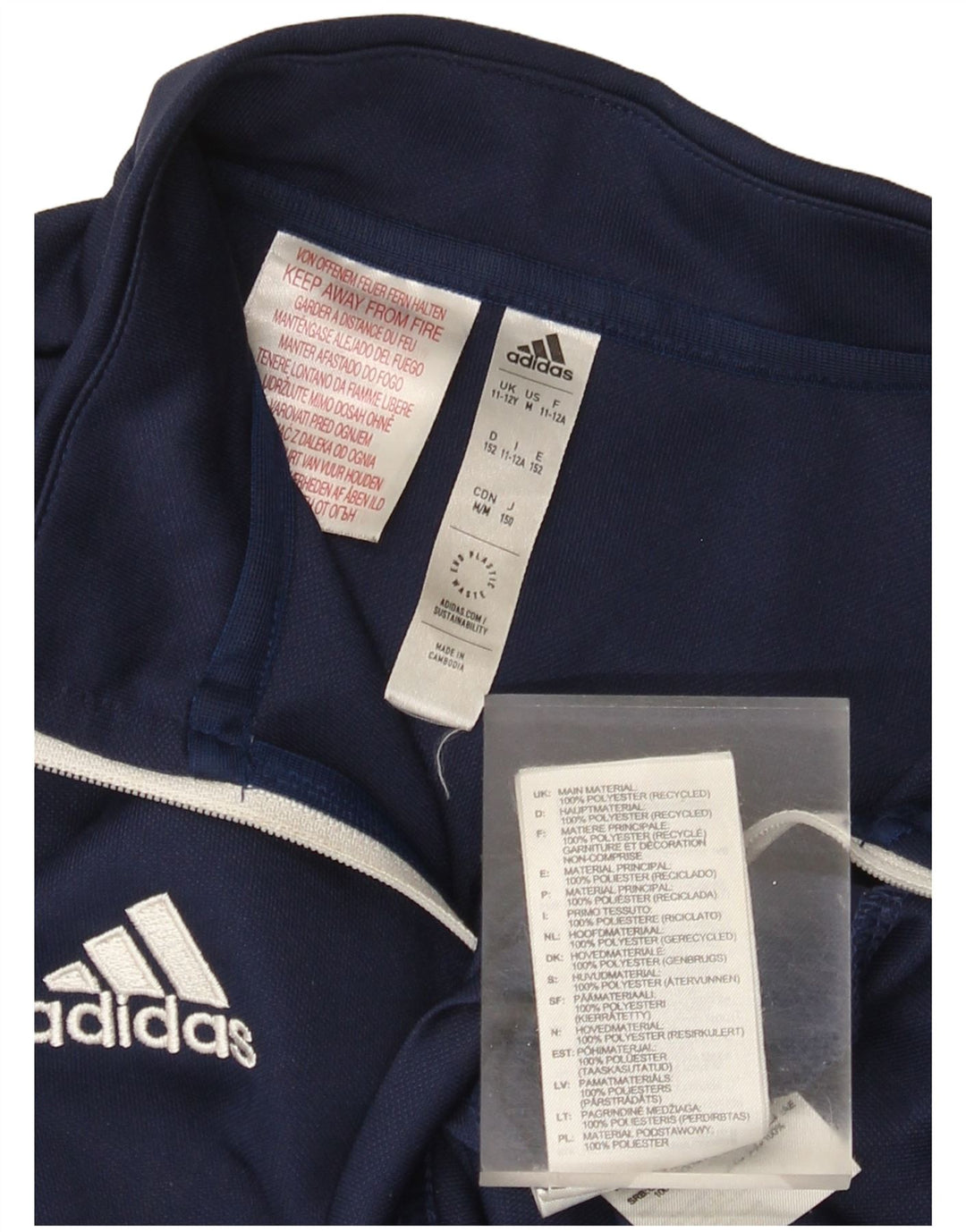 Пуловер с воротником на молнии Adidas для мальчиков Aeroready, спортивный костюм, топ 11–12 лет, темно-синий