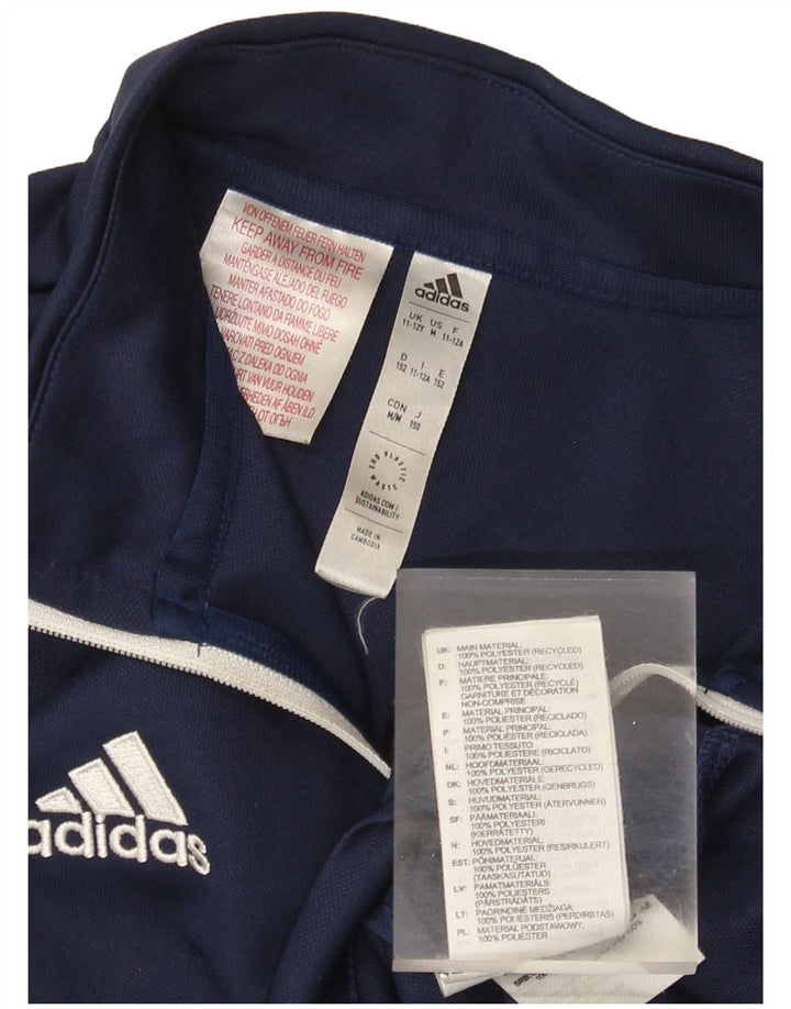 Пуловер с воротником на молнии Adidas для мальчиков Aeroready, спортивный костюм, топ 11–12 лет, темно-синий