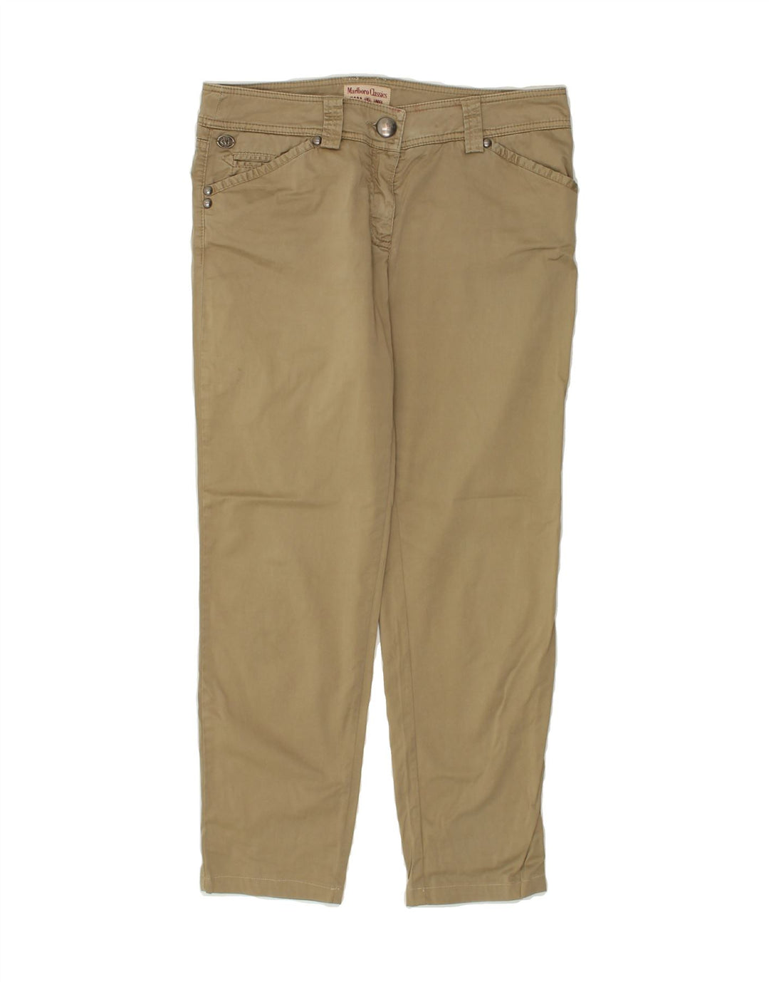 MARLBORO CLASSICS Womens Tapered Casual Trousers W30 L26 Beige Cotton | Vintage Marlboro Classics | Thrift | Second-Hand Marlboro Classics | Used Clothing | Messina Hembry 