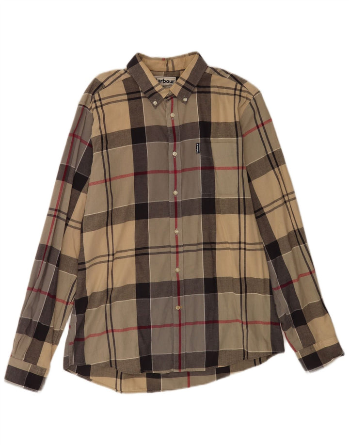 Мужская рубашка в клетку Barbour в крупную бежевую клетку из хлопка