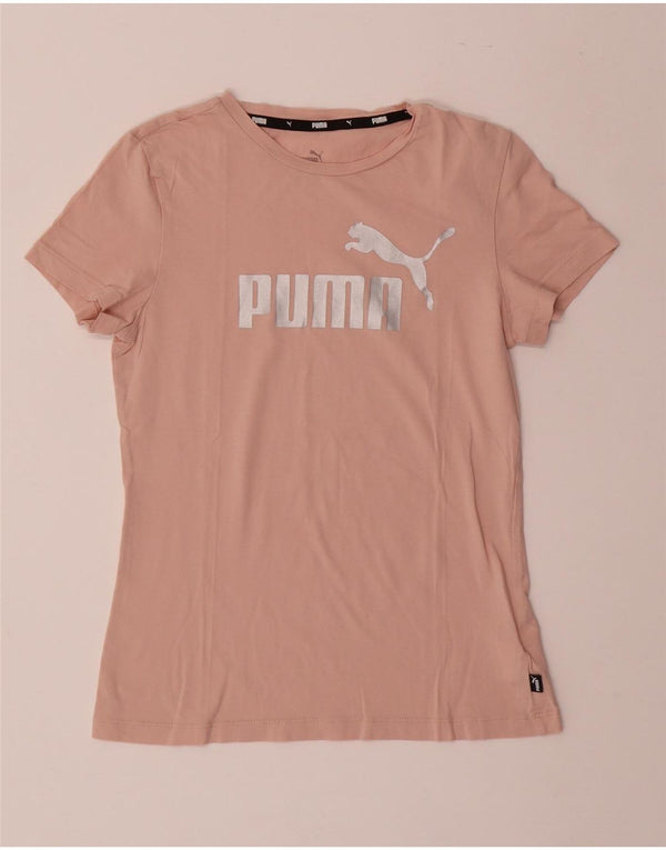 Футболка с рисунком PUMA для девочек, топ 13–14 лет, розовая