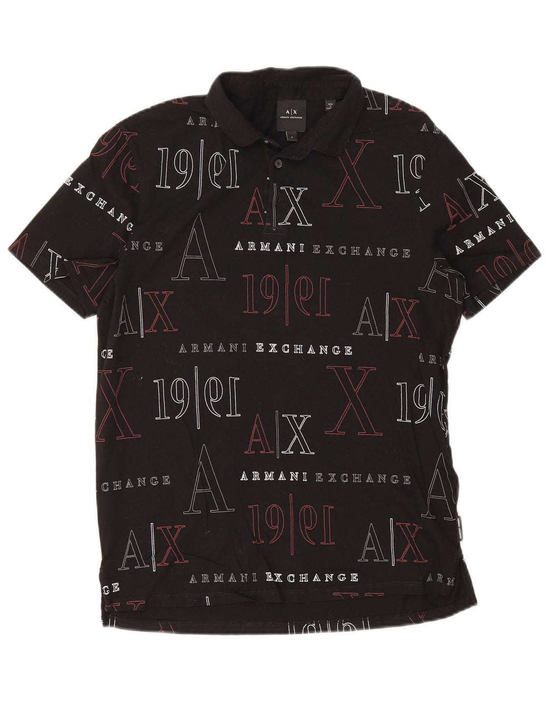 Мужская рубашка-поло с рисунком Armani Exchange, маленькая черная, хлопковая
