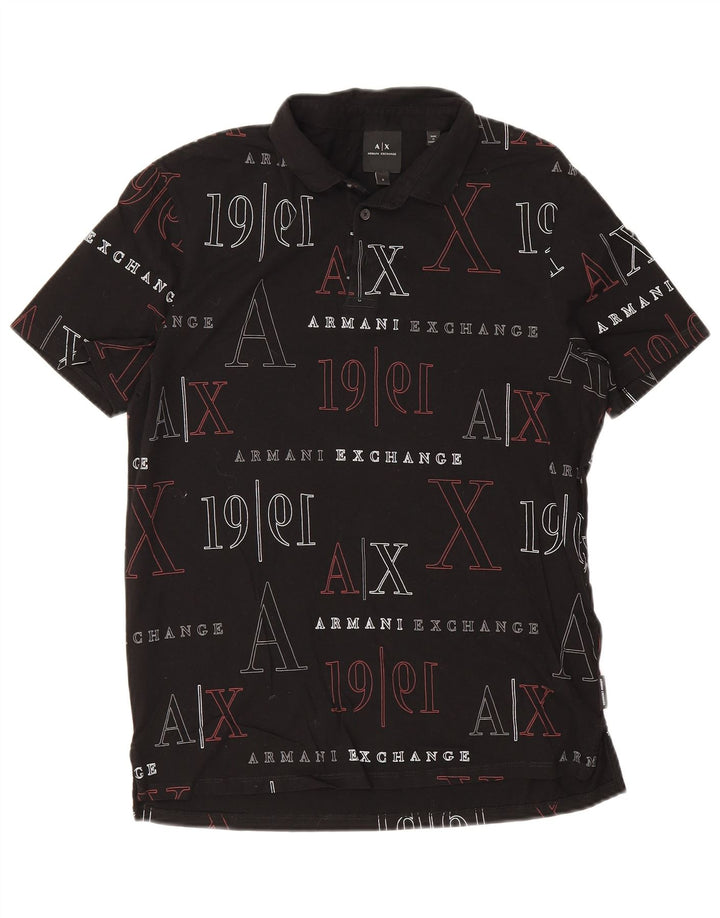 Мужская рубашка-поло с рисунком Armani Exchange, маленькая черная, хлопковая