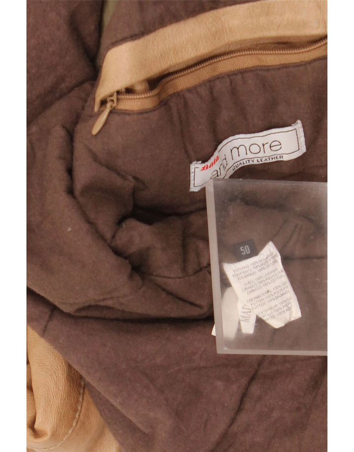 Мужская кожаная куртка с капюшоном Bata IT 50, большая бежевая кожа