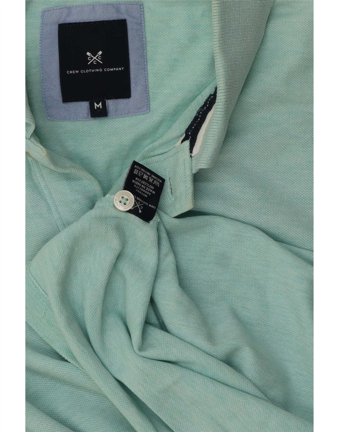 Crew Clothing Мужская рубашка поло среднего зеленого цвета из хлопка