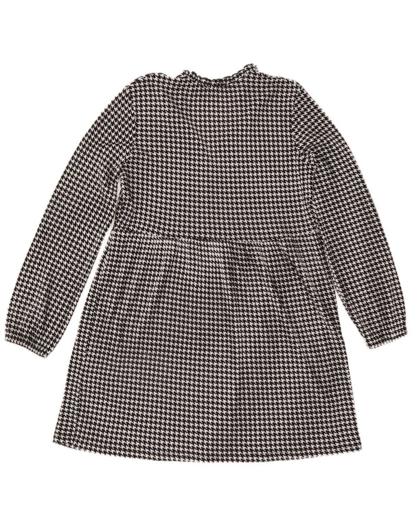 Женское платье трапециевидной формы с длинными рукавами Zara UK 14, средний черный, с узором «гусиные лапки»