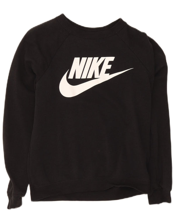 Женский джемпер большого размера с графикой Nike UK 6 XS, черный хлопок