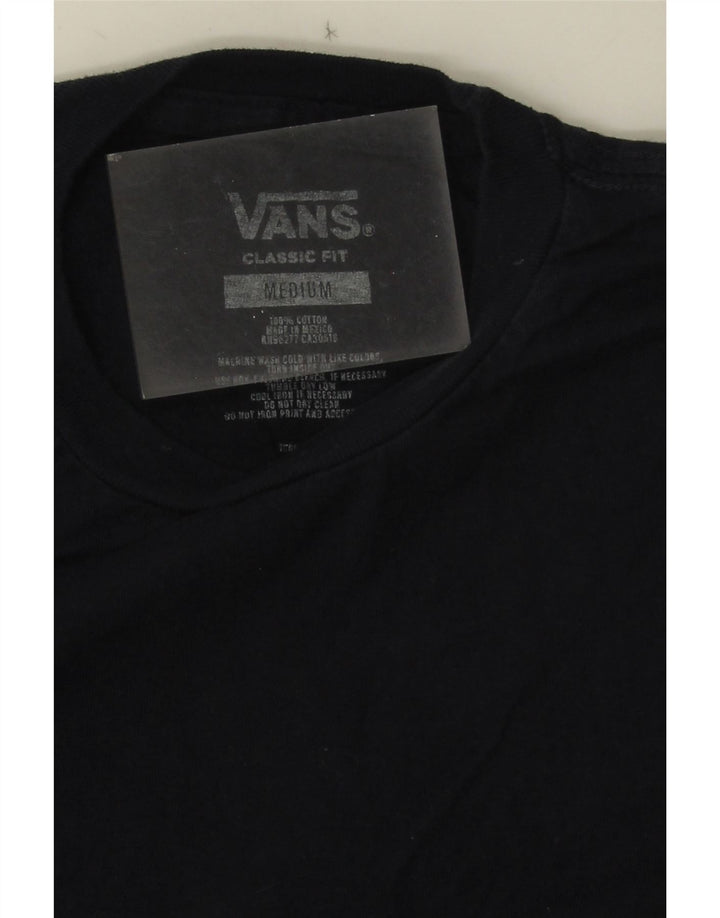 Мужская футболка классического кроя с рисунком Vans, топ среднего размера, темно-синий, хлопок