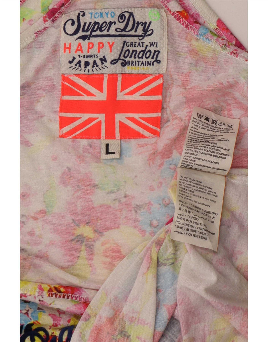 Женский жилет с рисунком Superdry UK 16, большой разноцветный полиэстер с цветочным принтом