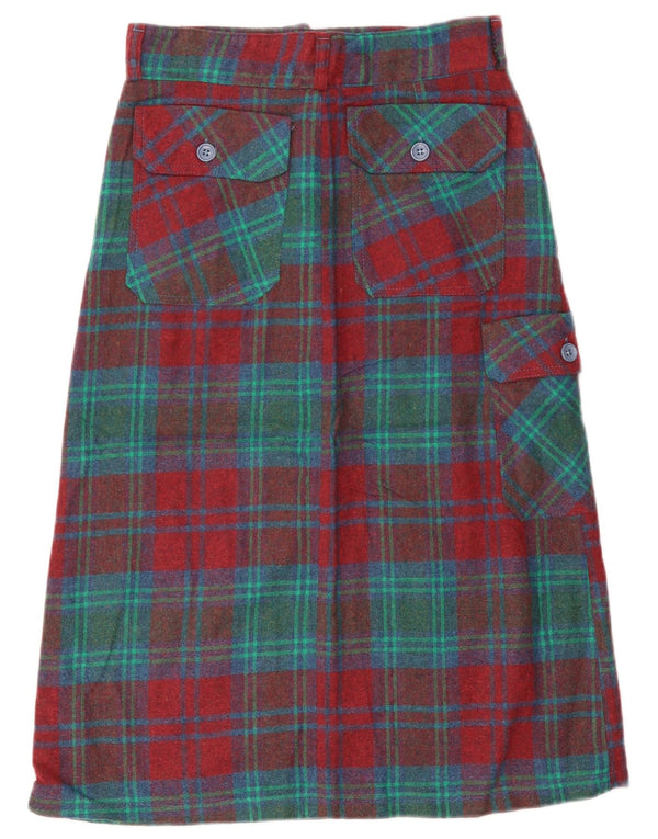 Винтажная женская юбка-карго IT 42 Medium W28, шерсть в красную клетку