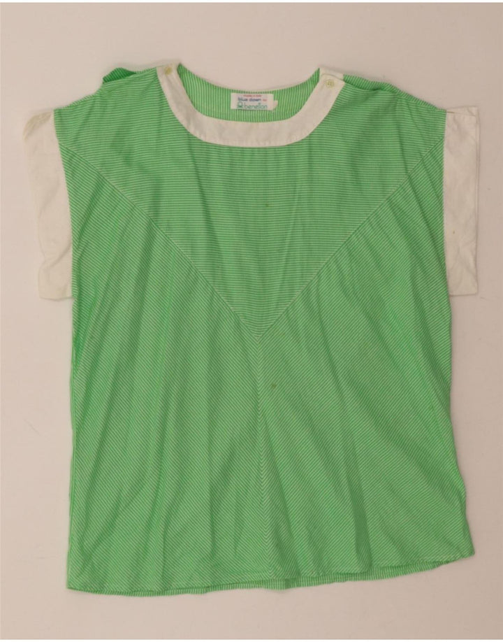 BENETTON Womens Blouse Top IT 44 Medium Green Pinstripe Cotton Vintage Benetton and Second-Hand Benetton from Messina Hembry 