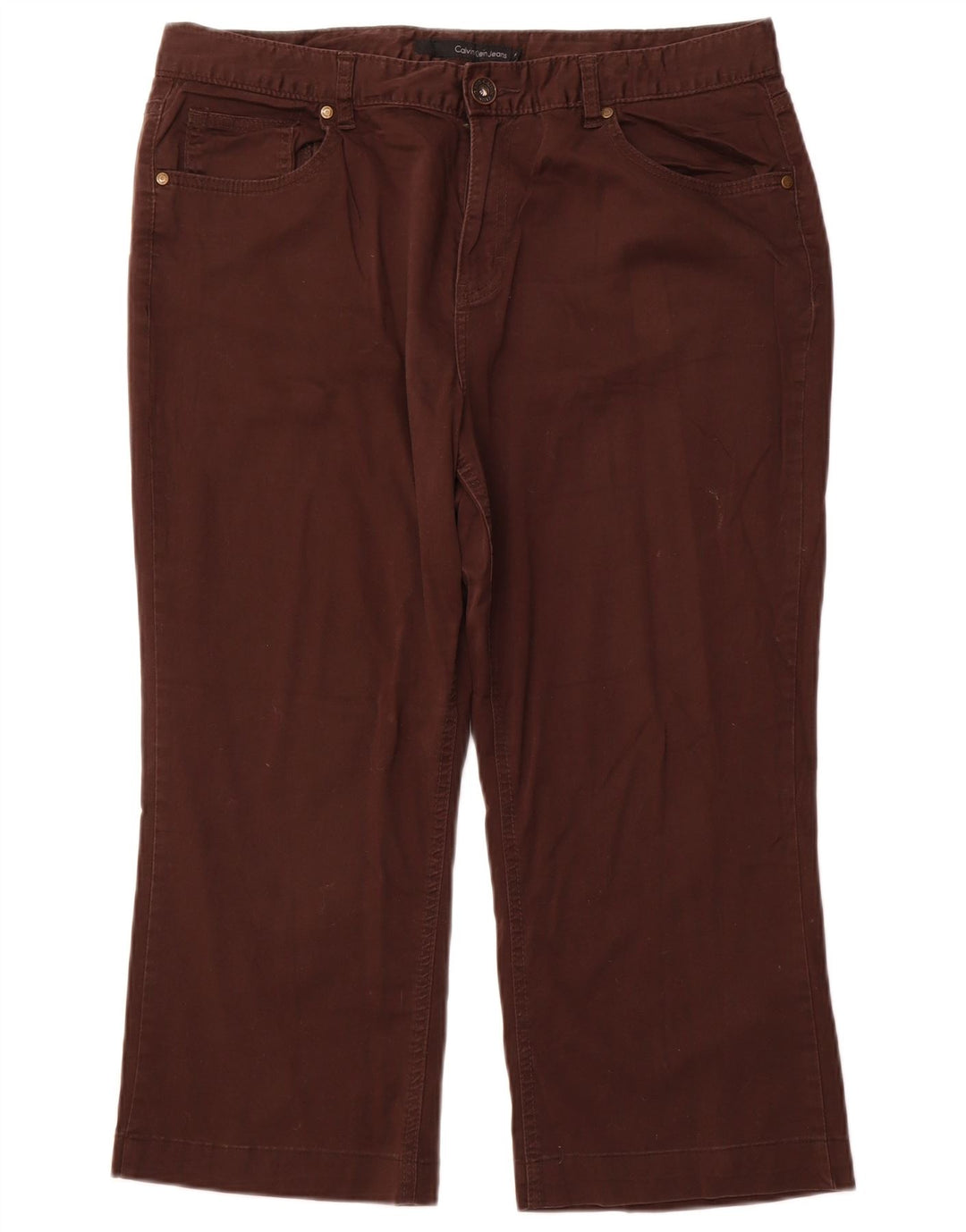 CALVIN KLEIN Женские прямые капри США 16 2XL W36 L22 Коричневые хлопковые брюки