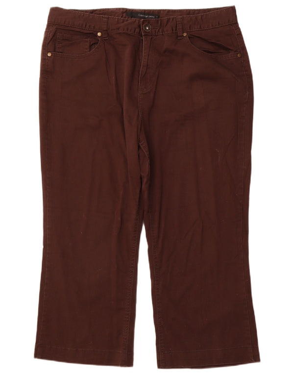 CALVIN KLEIN Женские прямые капри США 16 2XL W36 L22 Коричневые хлопковые брюки