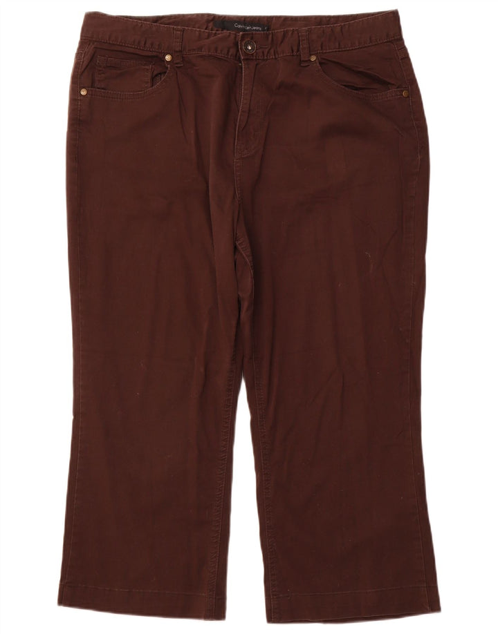 CALVIN KLEIN Женские прямые капри США 16 2XL W36 L22 Коричневые хлопковые брюки