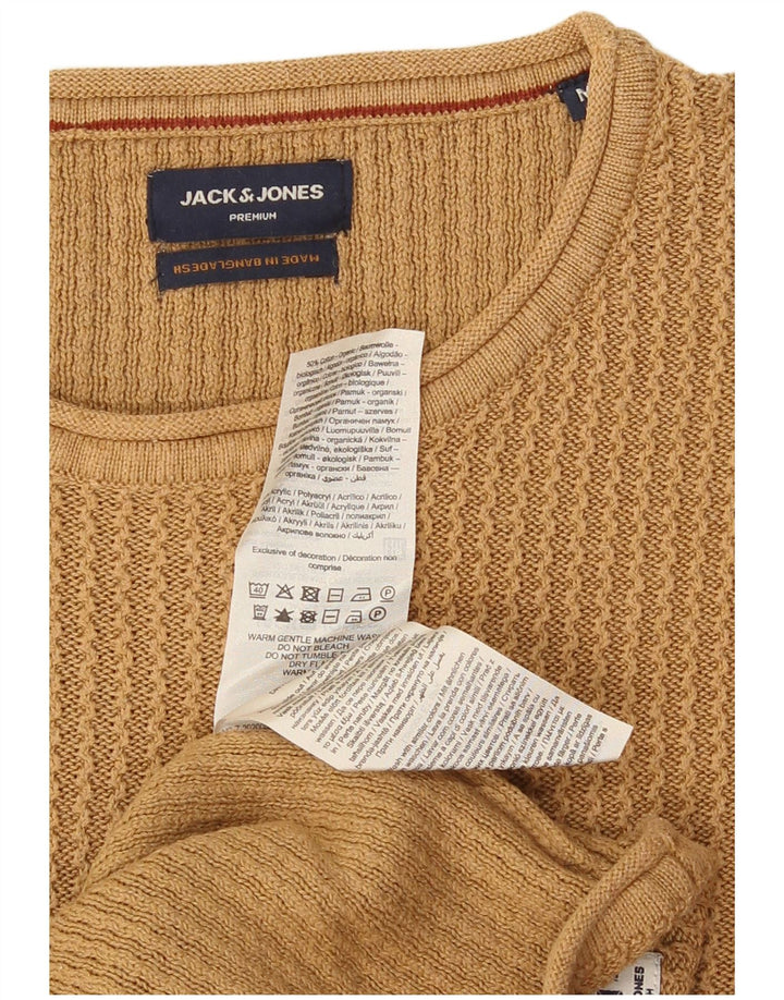 Мужской джемпер с круглым вырезом Jack & Jones, средний бежевый хлопковый свитер