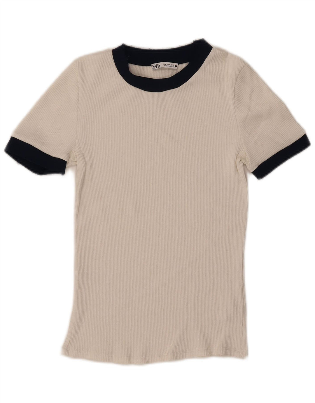 Женская футболка Zara Top UK 12, средний белый цвет, полиэстер с цветными блоками