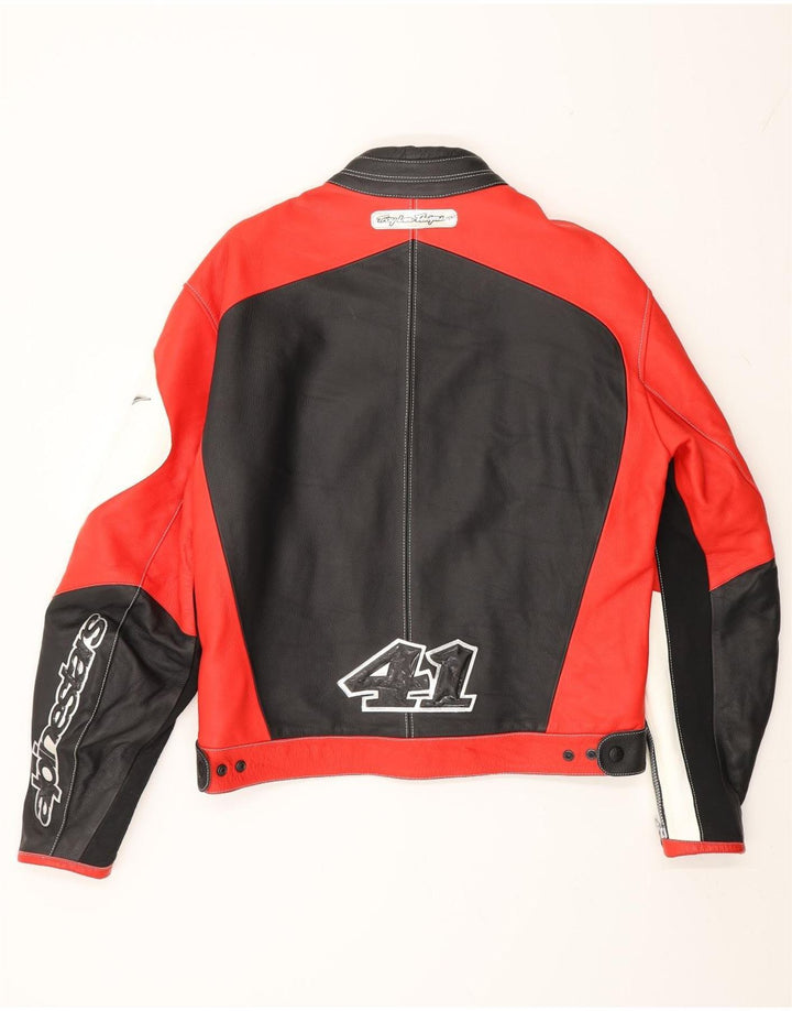 Мужская гоночная куртка Alpinestars UK 38, средний красный, байкерская с цветными блоками