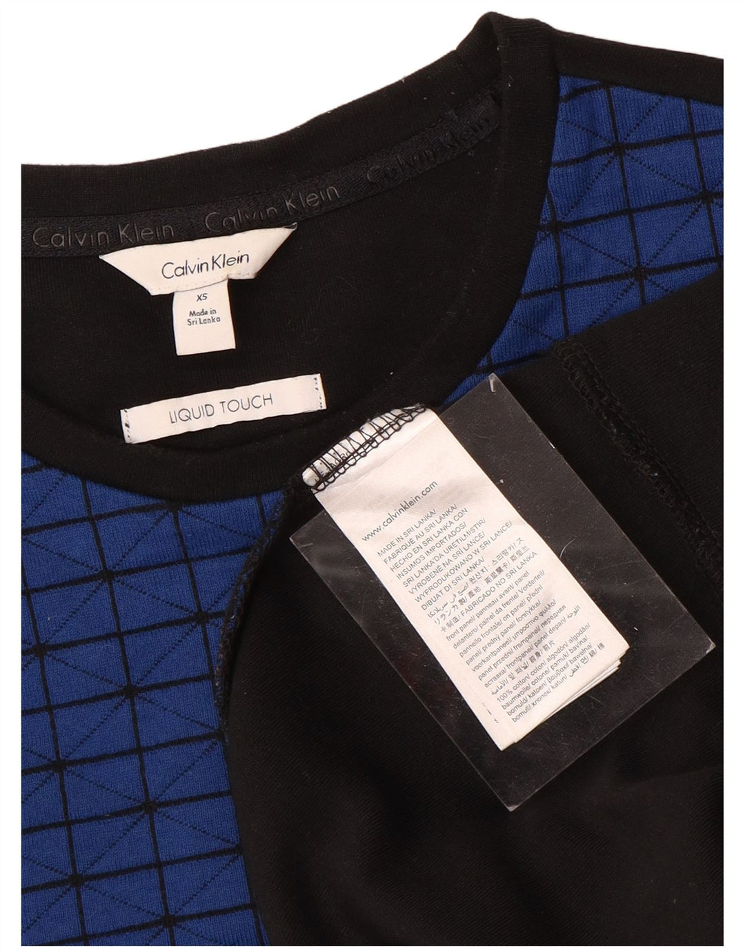 Мужской свитшот CALVIN KLEIN, джемпер XS, хлопок, синий с геометрическим узором