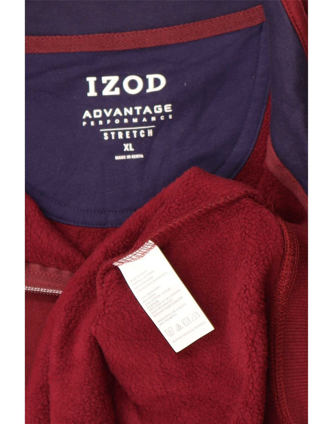 Мужской свитшот Izod на молнии с воротником XL, темно-бордовый полиэстер