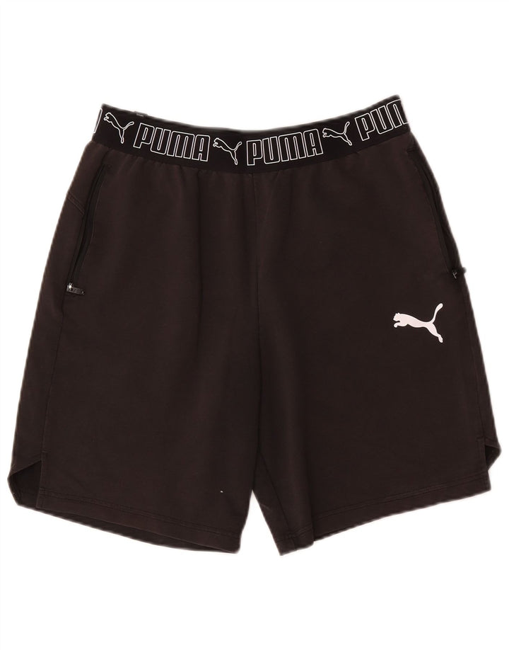 Мужские спортивные шорты Puma с рисунком, хлопок среднего размера, черные