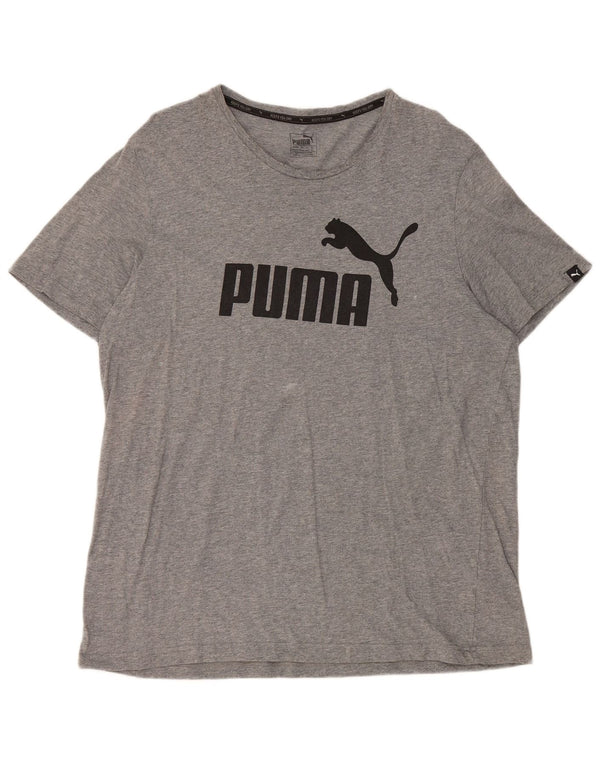Мужская футболка с рисунком Puma 2XL, серый хлопок с крапинками