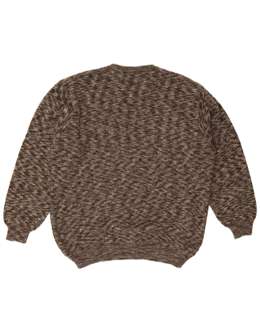 ВИНТАЖНЫЙ мужской джемпер с v-образным вырезом, большой коричневый шерстяной свитер в крапинку