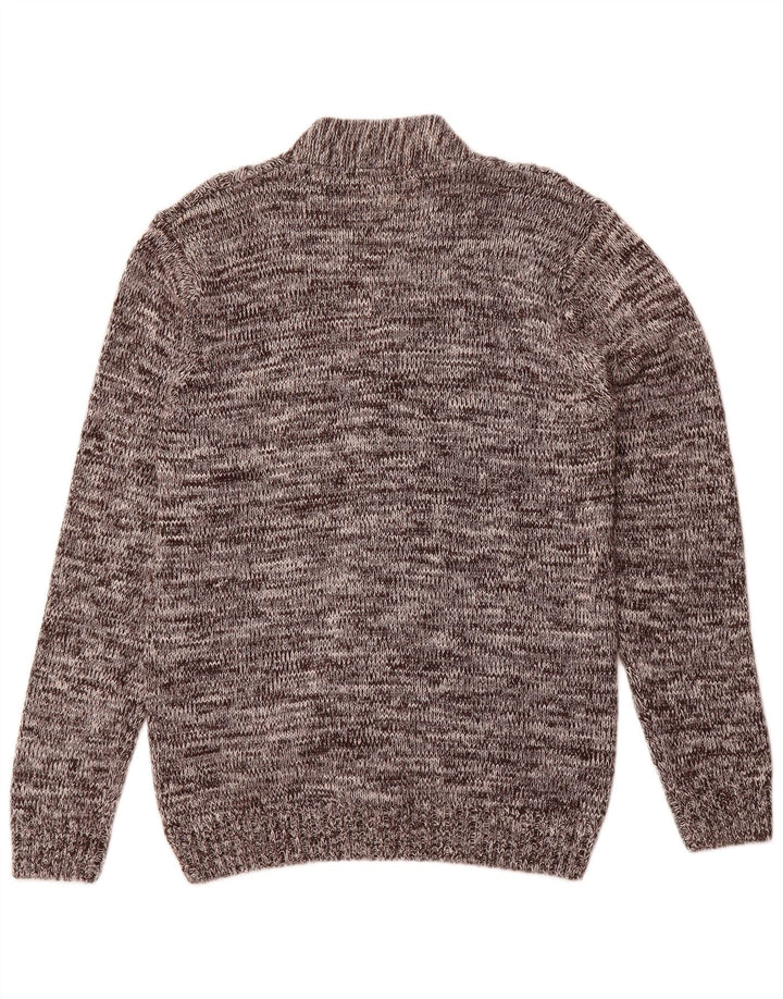 Винтажный мужской кардиган, большой коричневый хлопковый свитер с крапинками