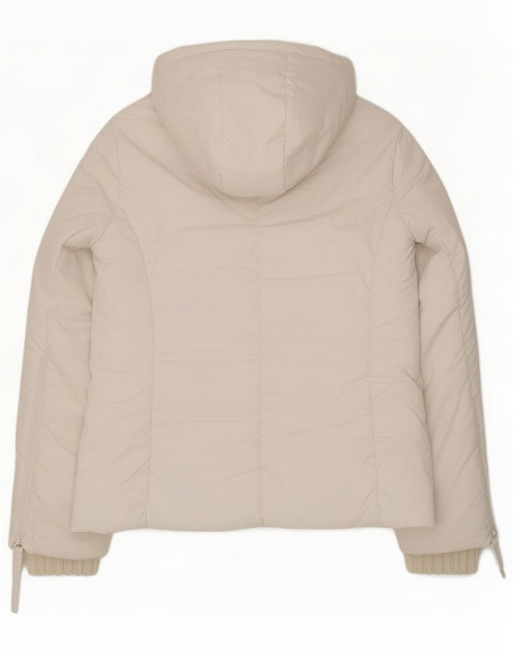 Женская стеганая куртка с капюшоном Zara UK 14, средний белый полиэстер