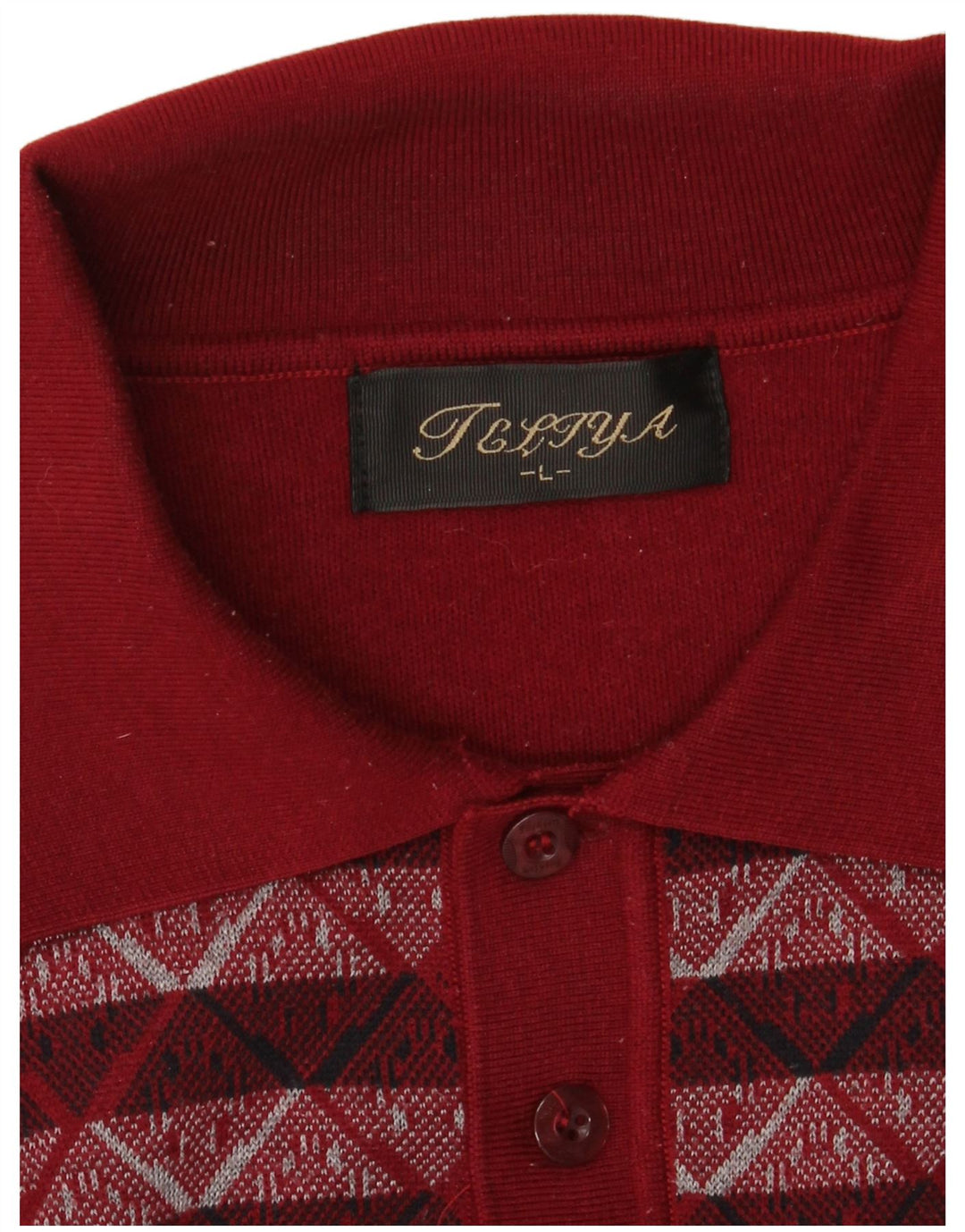 ВИНТАЖНЫЙ мужской джемпер с воротником-поло, большой бордовый свитер с геометрическим рисунком
