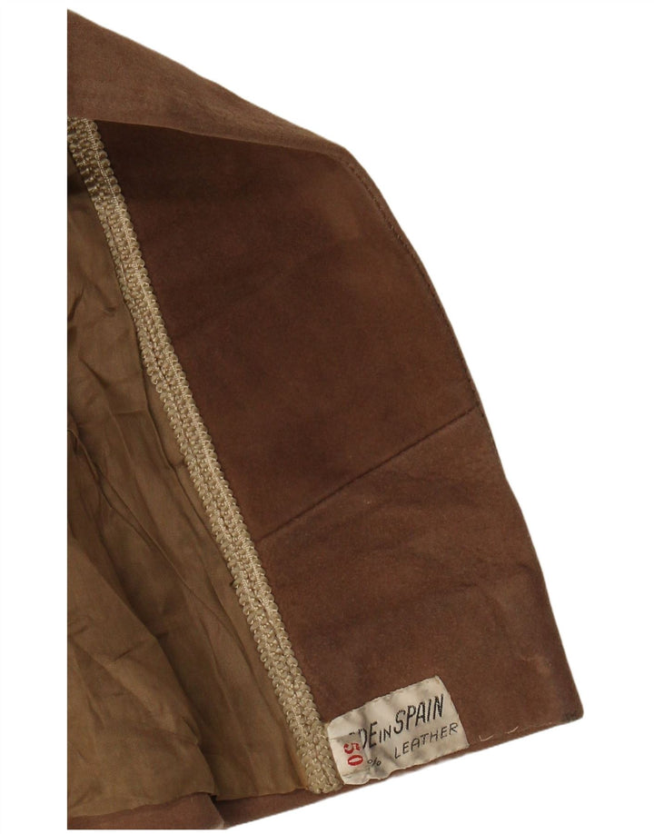 ВИНТАЖНОЕ женское замшевое двубортное пальто EU 50 3XL коричневое кожаное