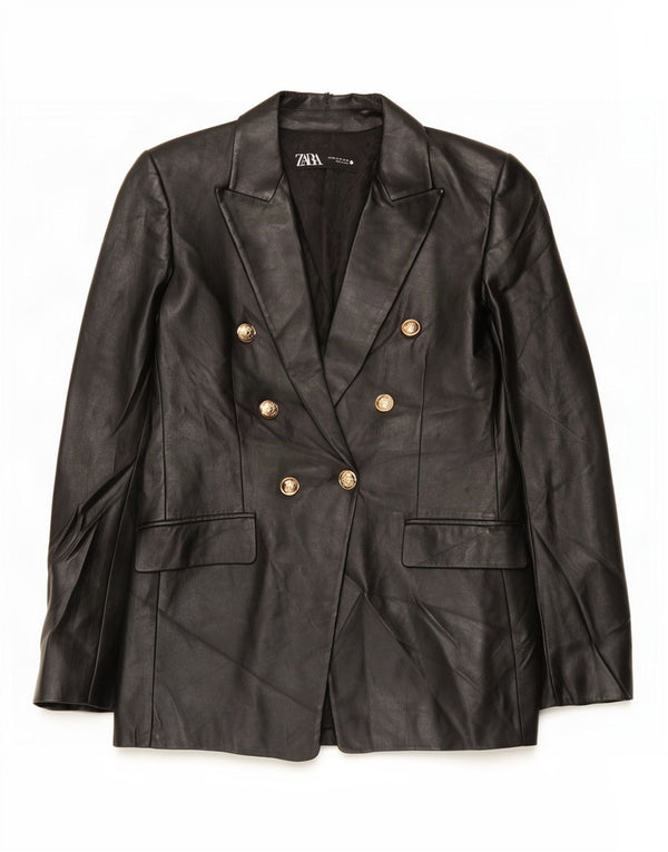 Женский двубортный пиджак из искусственной кожи Zara UK 6 XS, черный